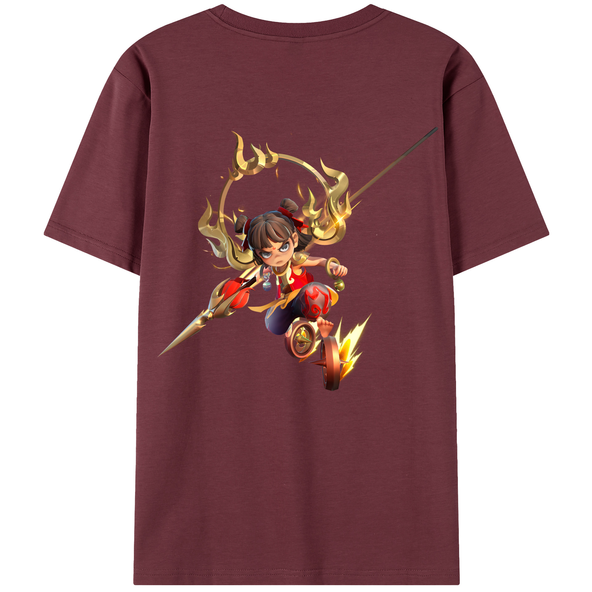 （画像用） Ne Zha 2 ナタ 魔童の大暴れ 綿100％半袖Tシャツ（背面プリント）